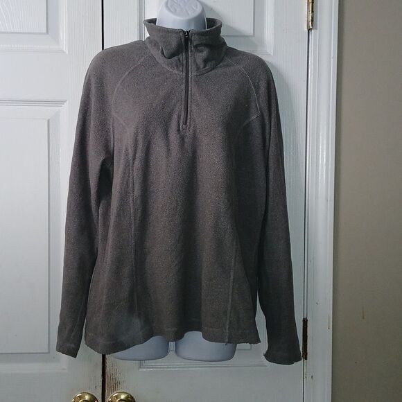 Lands' End  gray fleece turtle neck pull over therma check Sz L (14-16) - Picture 1 of 5